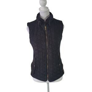 FATE Size M Black Quilted Full Zip Best Buckle Collar Moto Edgy Casual Gold